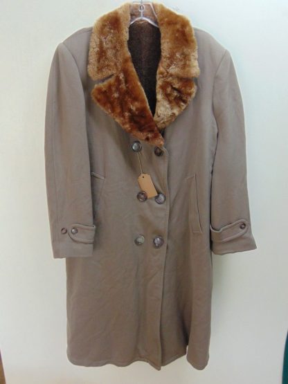 CZ14	1930-40-50's	Vintage Brown Rayon/wool Gabardine w/ Mouton collar Coat heavy weight  Full length chest 47 inches	$150