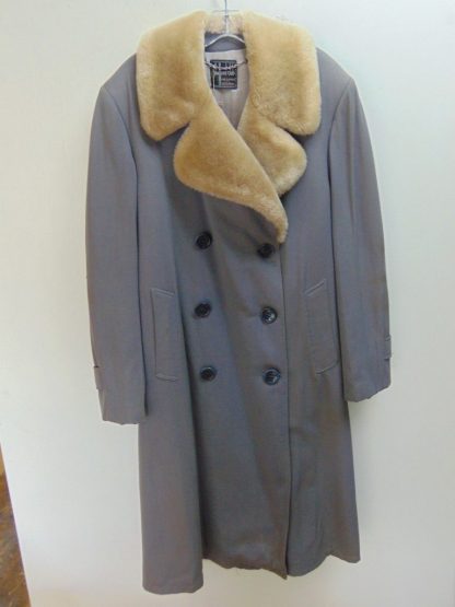 CZ16	1940-50's	 Vintage Gray  Rayon/wool Gabardine w/ Mouton collar Coat heavy weight Full length chest 48 inches	$150