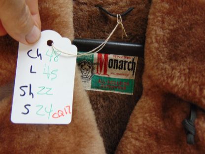 CZ17	1930-40-50's	Vintage Brown  Rayon/wool Gabardine w/ Mouton collar Coat heavy weight ALPACA LINED Full length chest 48 inches	$200 - Image 5