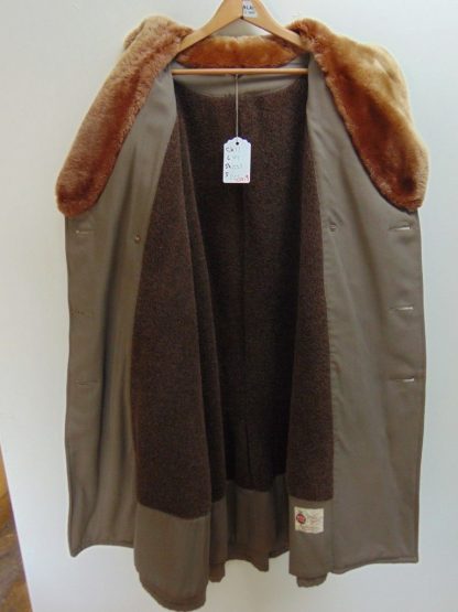 CZ19	1930-40-50's	Vintage Brown Rayon/wool Gabardine w/ Mouton collar Coat heavy weight  Full length chest 47 inches	$150 - Image 6