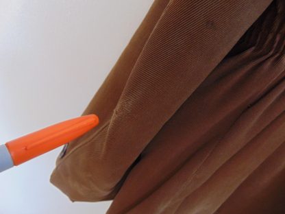 CZ20	1940-50's 	Vintage Cocoa Brown   Rayon/wool Gabardine w/ Mouton collar Coat w/satin quilted liner half length chest 49 inches	$150 - Image 5