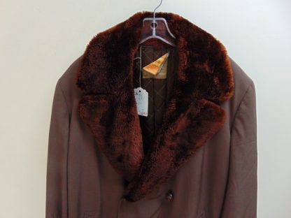 CZ24	1930-40-50's	Vintage Dark Brown Rayon/wool Gabardine w/ Mouton collar vintage Coat heavy weight  Full length chest 52 inches	$80 - Image 2