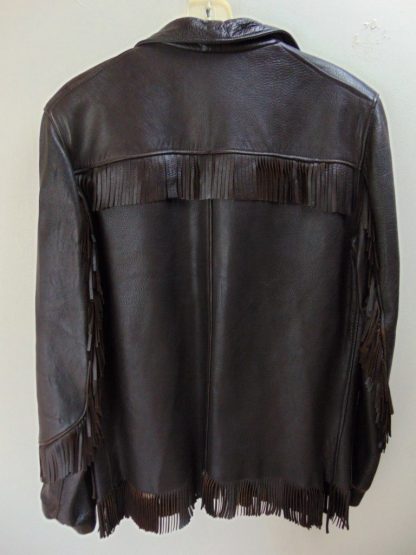 cM51	1960's	Dark Brown Super Fringe Leather mid weight Vintage Jacket Chest 44 inches	$150 - Image 3