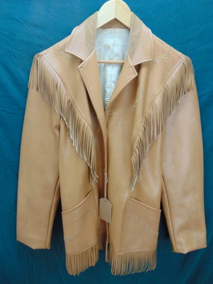 cS17	1950-60's	 Vintage Western Fringe Embroidered yoke Deer Skin Leather mid/heavy weight Jacket Chest 39 inches	$170