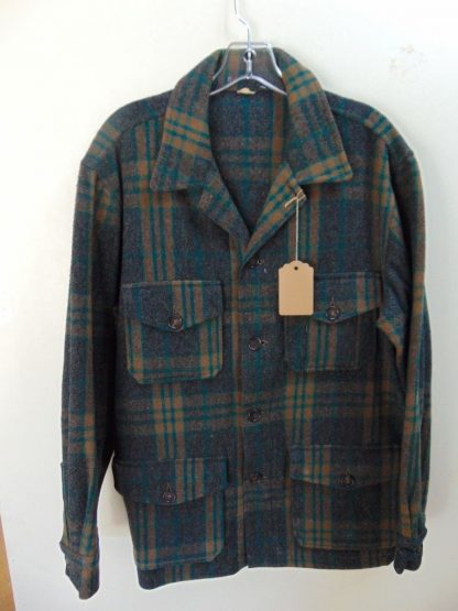 cS23	1950's	Vintage Blue Green Plaid heavy weight Wool Jacket Chest 43 inches	$80