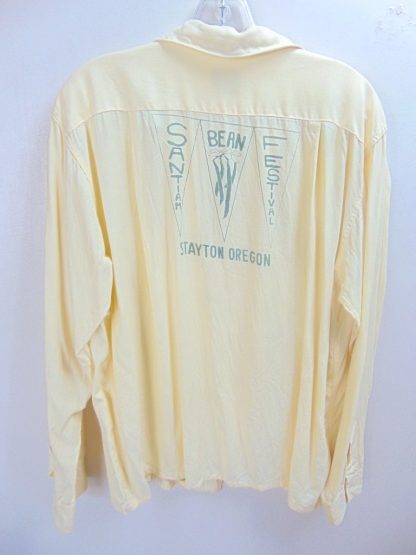 l45s16	1950's	Vintage Sportowne Yellow RAYON  Gabardine Bean Festival vintage shirt L	$60 - Image 3