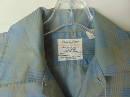 l6s39	1960's	Vintage Sharkskin blue cool design Shirt M	$30 - Image 2