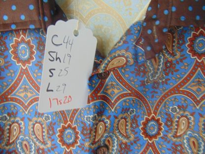 l7s20	1970's	Border Print Disco poly or nylon vintage shirt L	$30 - Image 4