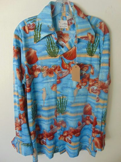 l7s33	1970's	Martini under the sea poly or nylon vintage shirt L	$40