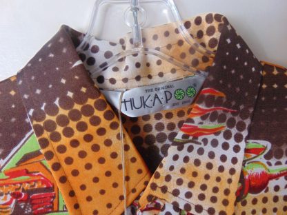 l7s34	1970's	Hukapoo Outer Space Sci Fi poly or nylon vintage shirt L	$90 - Image 2