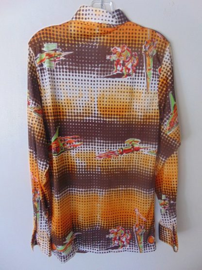 l7s34	1970's	Hukapoo Outer Space Sci Fi poly or nylon vintage shirt L	$90 - Image 3