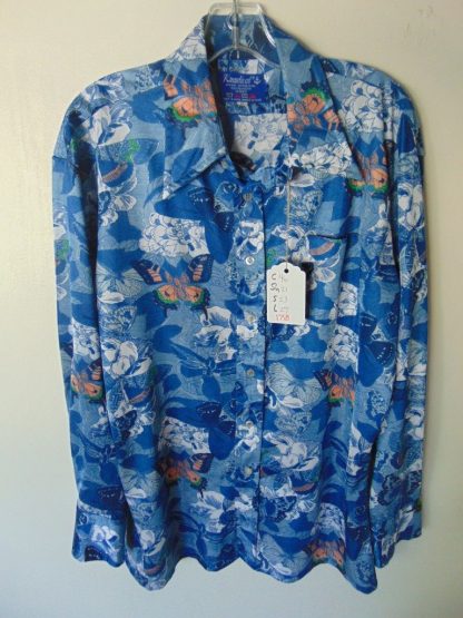 l7s8	1970's	Butterfly like chromatic photo poly or nylon vintage shirt XL	 $40