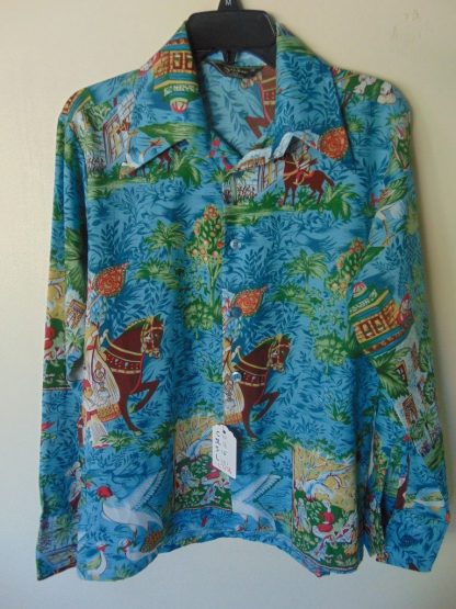 l7s92	1970's	Vintage Studio I Campus Indian Hari krishna poly or nylon Shirt M	$40