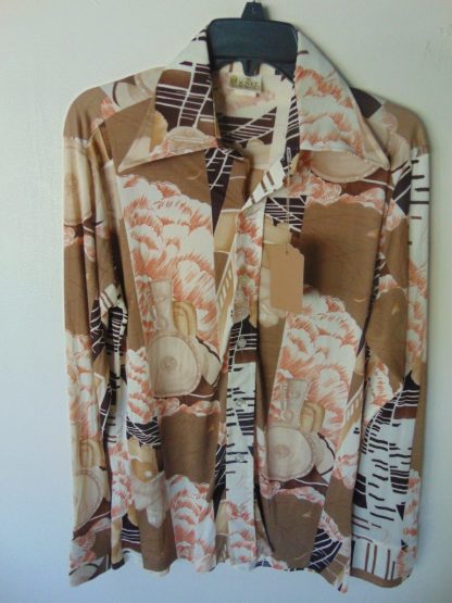 l7s96	1970's	Vintage Steam Engine Train/Locomotors poly or nylon Shirt M	$40