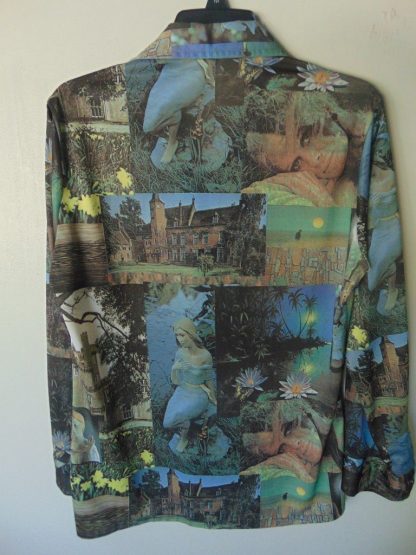 l7s97	1970's	Vintage Pretty Blonde Flower Child Photo poly or nylon Shirt M	$50 - Image 3