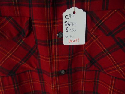 lsw39	1950's	Pendleton Red Plaid Flannel Vintage shirt L	$40 - Image 4