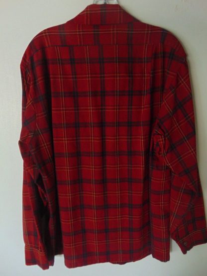 lsw39	1950's	Pendleton Red Plaid Flannel Vintage shirt L	$40 - Image 3