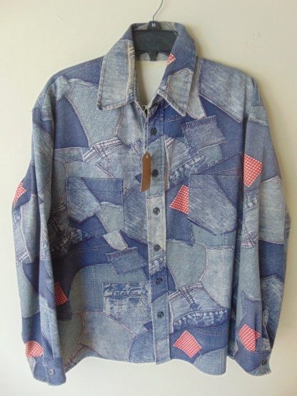 lws10	1960's	Thick Blue Denim patch look Western Vintage Shirt XL	$40