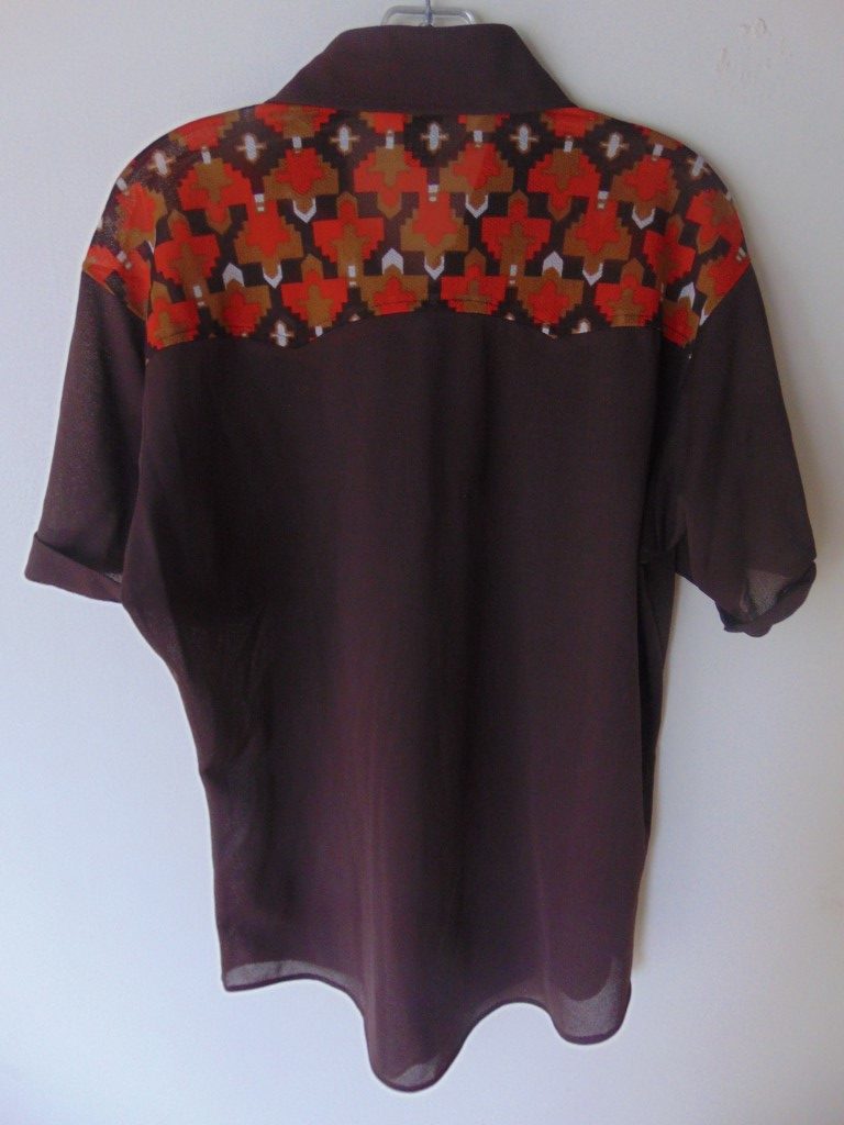 lws13 1970's Kmart Brown Western meets Disco Fun Vintage Shirt L $30 - Image 3