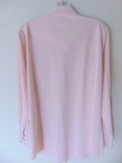 lws18	1970's	Silky Pink Dress Western Vintage Shirt L	$30 - Image 2