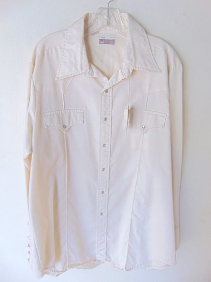 lws9	1970's	Vintage White Formal Western Shirt XL	$30