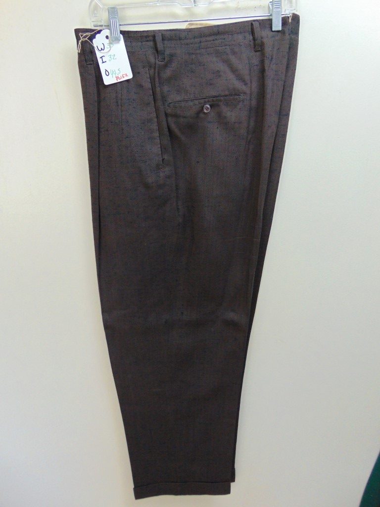 pb152 1940-50’s Brown w/ horizontal black design light weight Vintage Slacks W35 $120 | Mens
