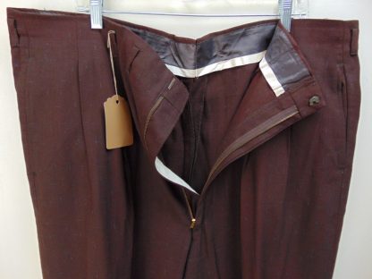 pb181	1940-50's	Brown w/ blue accents Drop loop/Hollywood waist light weight Vintage Slacks W45	$200 - Image 3