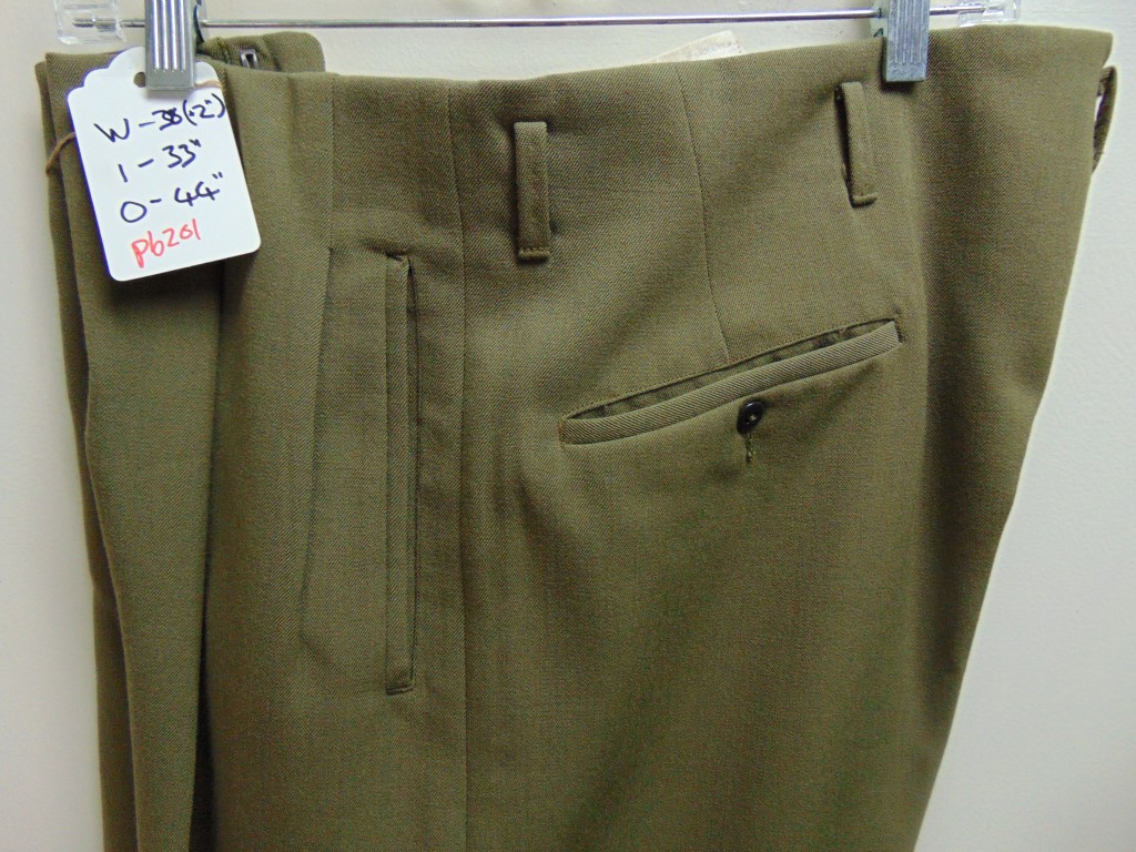 pb201 1940-50's Vintage Green Drop loop/hollywood waist wool gabardine  heavy weight slacks W38 $150