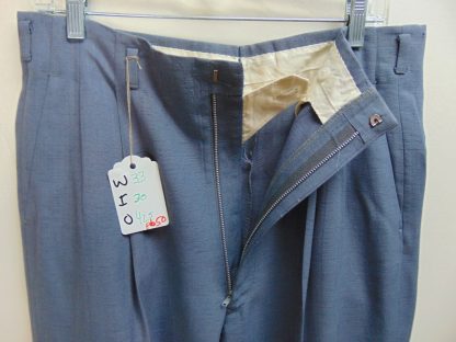 pb50	1940-50's	Gray/blue flecked Rayon Drop loop/Hollywood waist light weight Vintage Slacks W33	$150 - Image 3