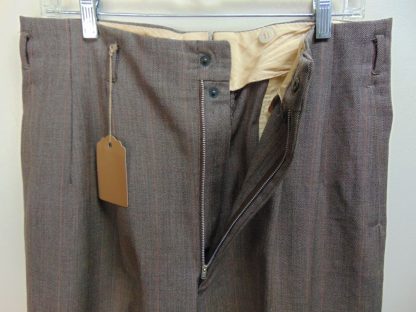 pb51	1940-50's	Brown/red strip Wool Drop loop/Hollywood waist heavy weight Vintage Slacks W34	$140 - Image 5