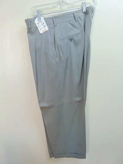 pb54	1940-50's	 Gray Rayon/wool Gabardine heavy weight drop loop Vintage Slacks W34	$90 - Image 2