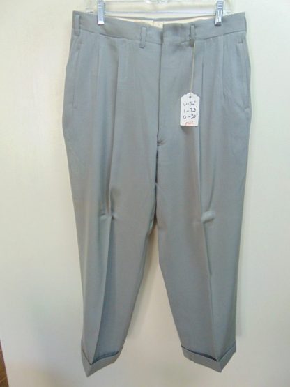 pb54	1940-50's	 Gray Rayon/wool Gabardine heavy weight drop loop Vintage Slacks W34	$90 - Image 4