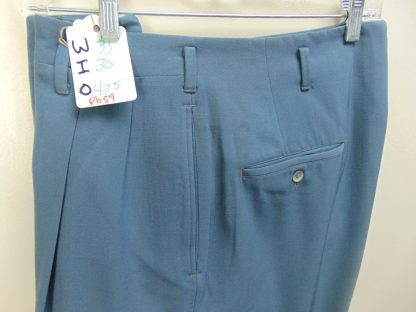 pb59	1940-50's	Green Rayon/wool Gabardine drop loop heavy weight Vintage Slacks W34	$120