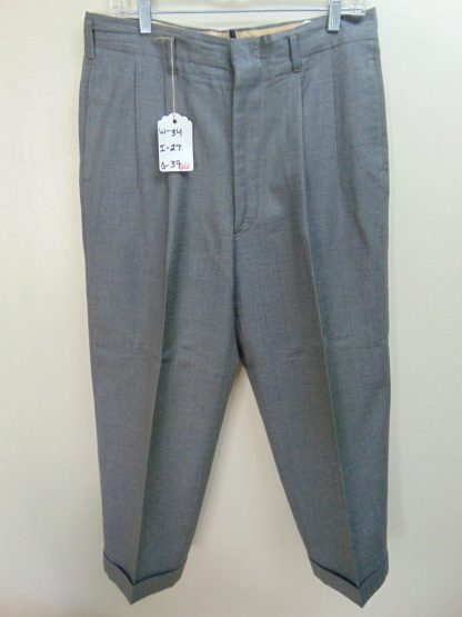 pb61	1940-50's	 Atomic Gray drop loop mid/heavy weight Vintage Slacks W34	$120 - Image 5