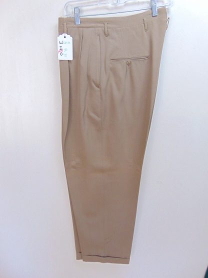 pb94	1940-50's	 Vintage Beige Rayon drop loop heavy weight slacks W32.5	$70 - Image 2