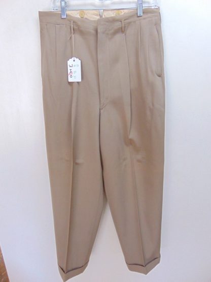 pb94	1940-50's	 Vintage Beige Rayon drop loop heavy weight slacks W32.5	$70 - Image 7
