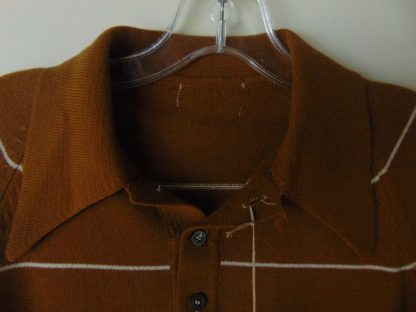 pt102	1960's	Vintage Brown Striped Ban lon Polo Style Shirt M	$30 S - Image 2