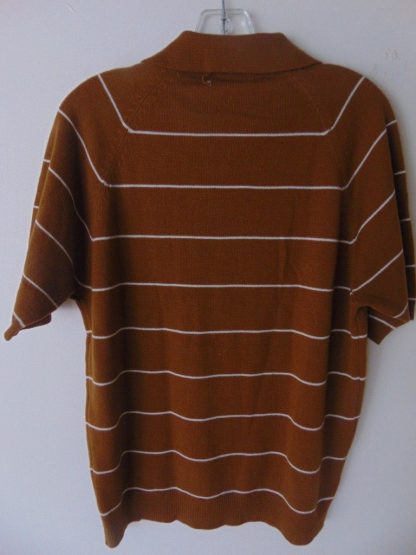 pt102	1960's	Vintage Brown Striped Ban lon Polo Style Shirt M	$30 S - Image 3