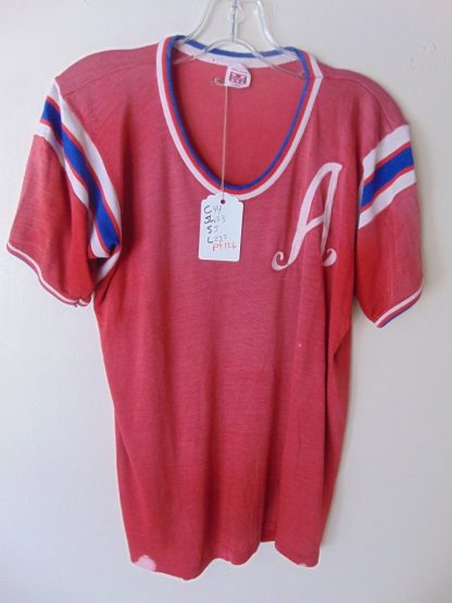 pt126	1930-60's	 Rayon/Nylon? Stretchy  Silky Tee Vintage Shirt/Jersey Chest 50in. L	$40