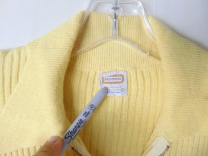 pt72	1970's	Vintage Drummond Yellow zip up super stretchy Polo Style Shirt L	$30 - Image 2