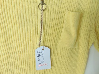 pt72	1970's	Vintage Drummond Yellow zip up super stretchy Polo Style Shirt L	$30 - Image 4