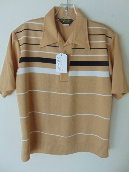 pt90	1970's	Ban Lon Brown Polo Style Vintage Shirt M	$30