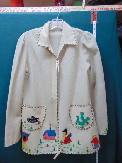 qa162		Vintage Felt Wool Mexican Souvenir Jacket	$90 - Image 2