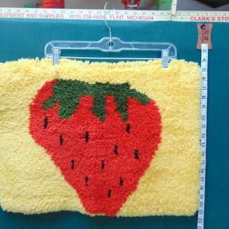 qa186	1970's	Vintage Crochet Strawberry Wall Tapestry	$15