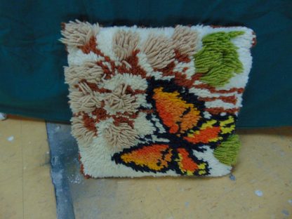 qa194	1970's	Vintage Crochet Butterfly Pillow	$15