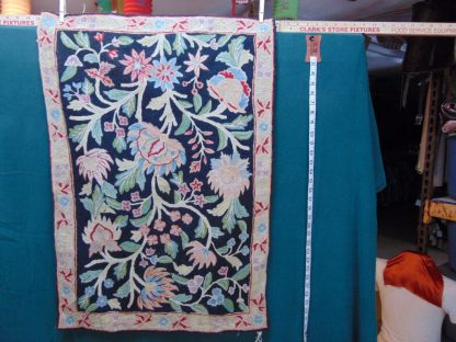 qa196		Vintage Black Flowers Hand Knitted Rug/ Pillow	$40