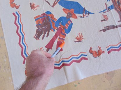 qb11	1940-60's 	Square Vintage Southwestern theme Tablecloth	$25 - Image 4