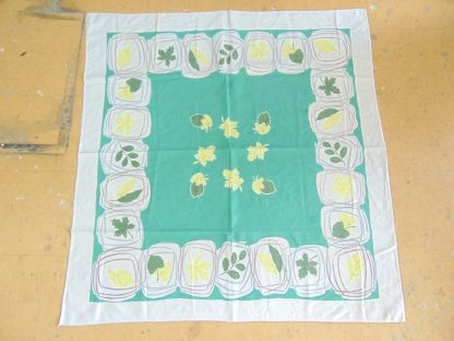 qb13	1940-60's 	Square Vintage Green Atomic Tablecloth	$30