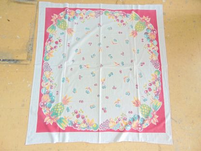 qb24	1950-60's	 Square Vintage Fruit Tablecloth	$25