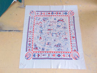 qb26	1940-60's 	Square Vintage Arizona Souvenir Tablecloth	$40